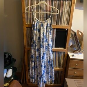 Caron Callahan Blue and White Floral Dress
